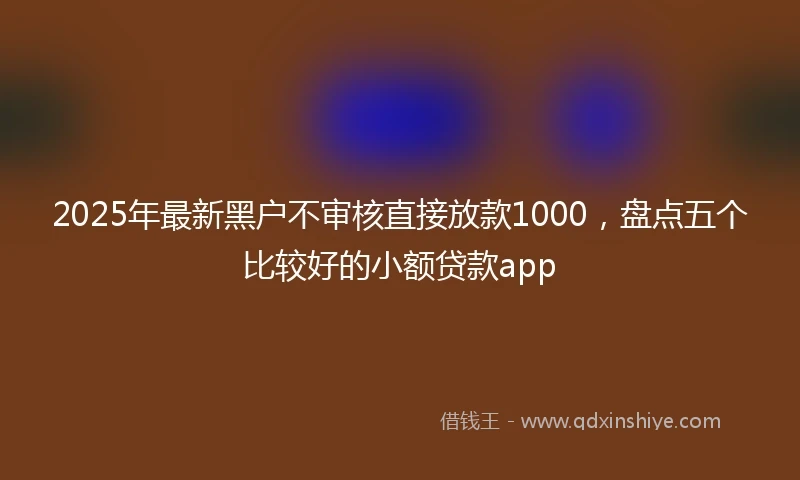 2025年最新黑户不审核直接放款1000，盘点五个比较好的小额贷款app