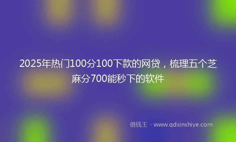 2025年热门100分100下款的网贷，梳理五个芝麻分700能秒下的软件