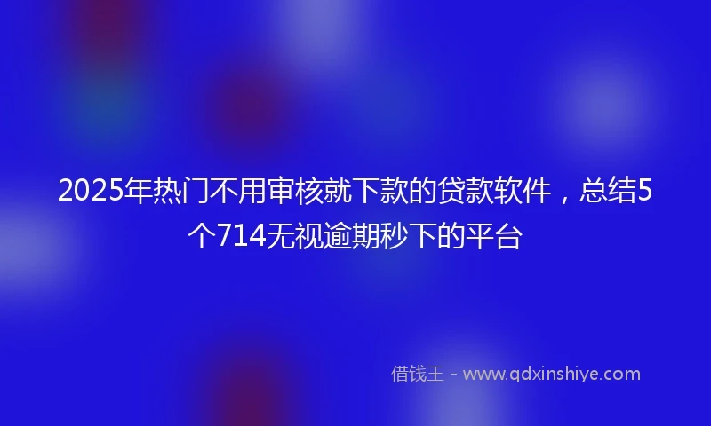 2025年热门不用审核就下款的贷款软件，总结5个714无视逾期秒下的平台