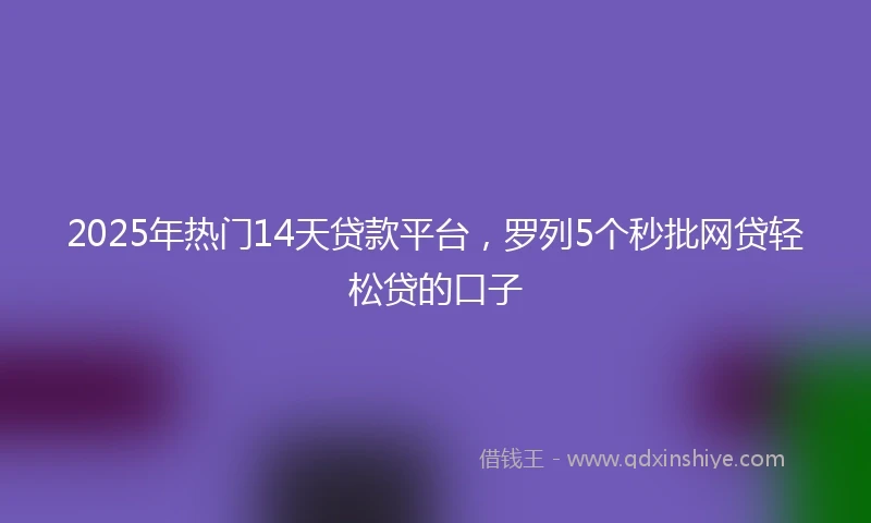 2025年热门14天贷款平台，罗列5个秒批网贷轻松贷的口子