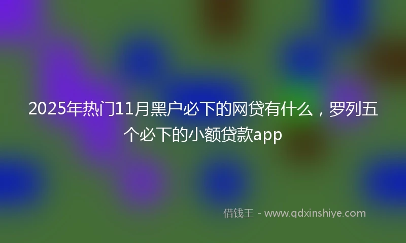 2025年热门11月黑户必下的网贷有什么，罗列五个必下的小额贷款app