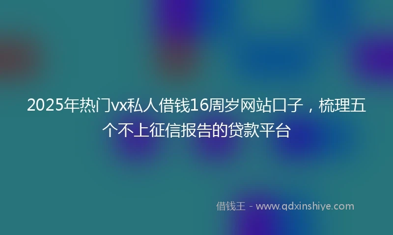 2025年热门vx私人借钱16周岁网站口子，梳理五个不上征信报告的贷款平台