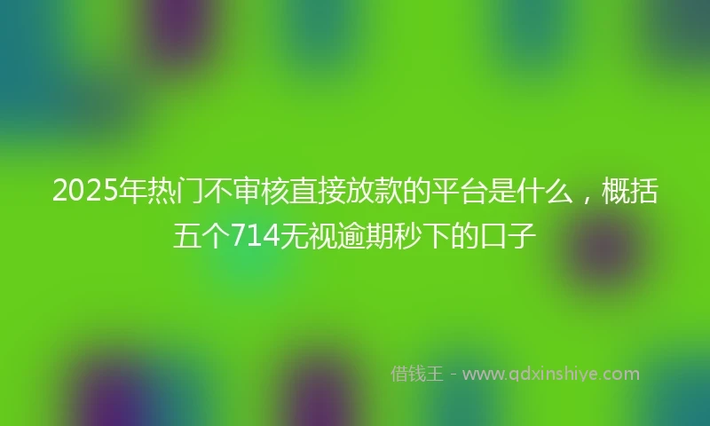 2025年热门不审核直接放款的平台是什么，概括五个714无视逾期秒下的口子