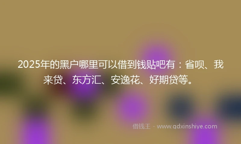 2025年的黑户哪里可以借到钱贴吧有：省呗、我来贷、东方汇、安逸花、好期贷等。