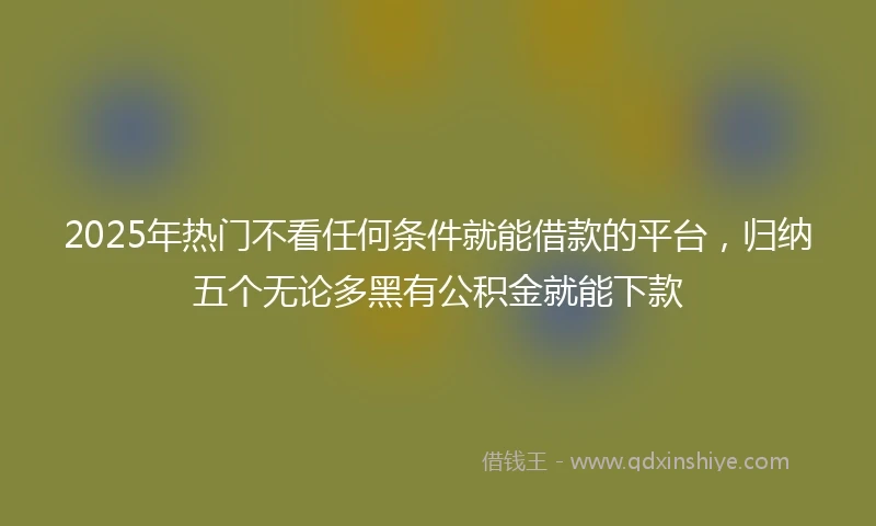 2025年热门不看任何条件就能借款的平台，归纳五个无论多黑有公积金就能下款