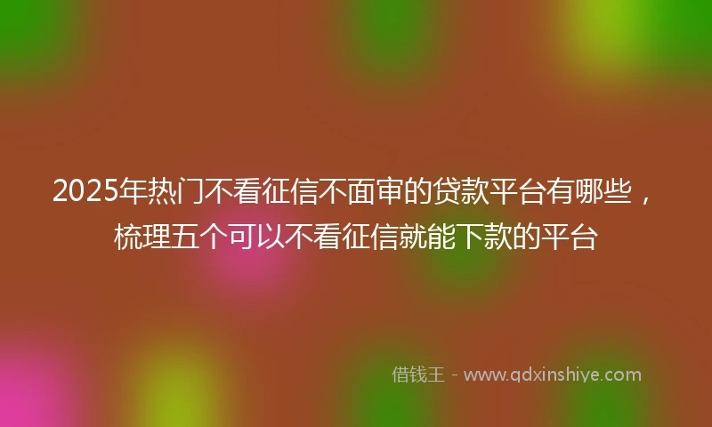 2025年热门不看征信不面审的贷款平台有哪些，梳理五个可以不看征信就能下款的平台