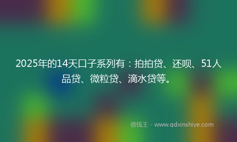 2025年的14天口子系列有：拍拍贷、还呗、51人品贷、微粒贷、滴水贷等。