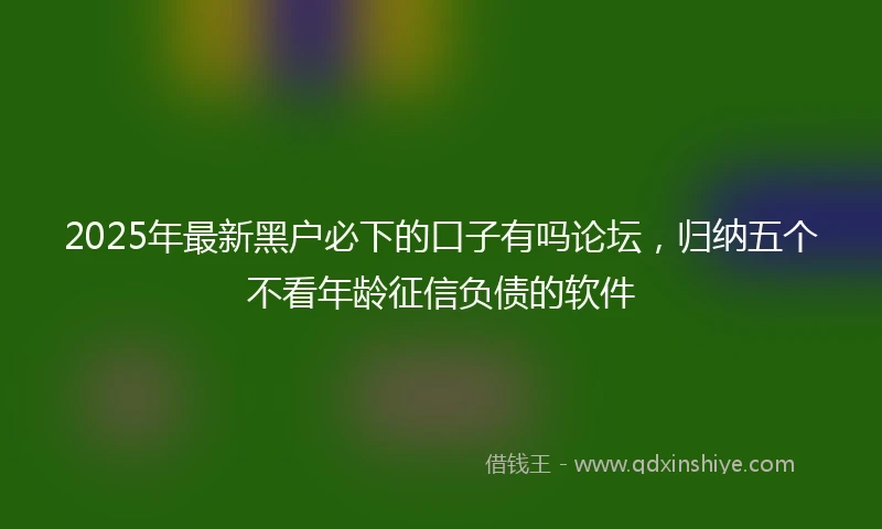 2025年最新黑户必下的口子有吗论坛，归纳五个不看年龄征信负债的软件