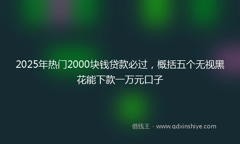 2025年热门2000块钱贷款必过，概括五个无视黑花能下款一万元口子