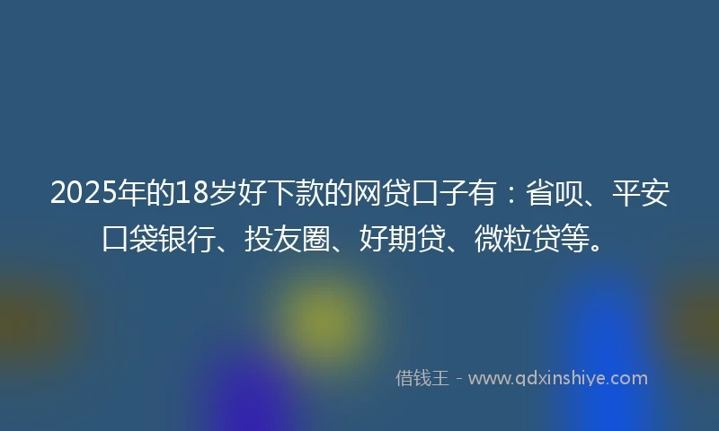 2025年的18岁好下款的网贷口子有：省呗、平安口袋银行、投友圈、好期贷、微粒贷等。