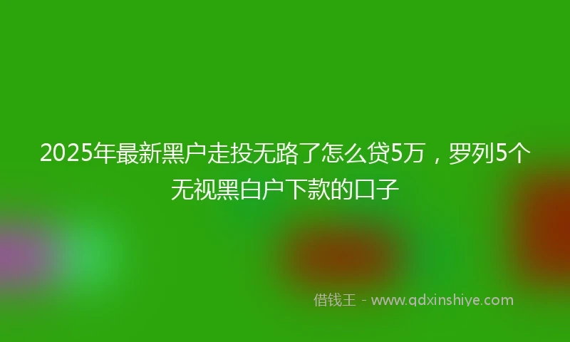 2025年最新黑户走投无路了怎么贷5万，罗列5个无视黑白户下款的口子