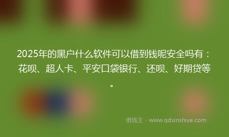 2025年的黑户什么软件可以借到钱呢安全吗有：花呗、超人卡、平安口袋银行、还呗、好期贷等。