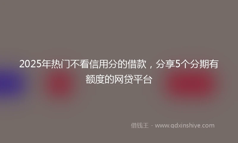 2025年热门不看信用分的借款，分享5个分期有额度的网贷平台