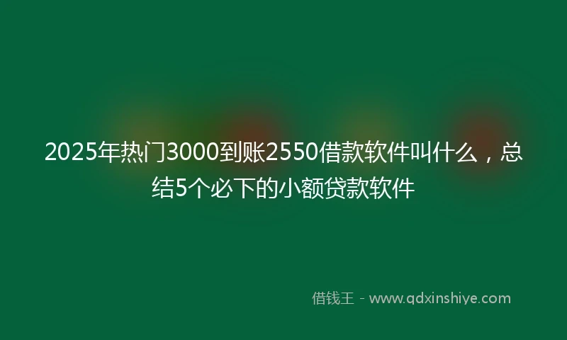 2025年热门3000到账2550借款软件叫什么，总结5个必下的小额贷款软件