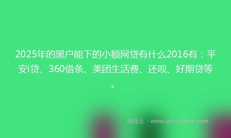 2025年的黑户能下的小额网贷有什么2016有：平安i贷、360借条、美团生活费、还呗、好期贷等。