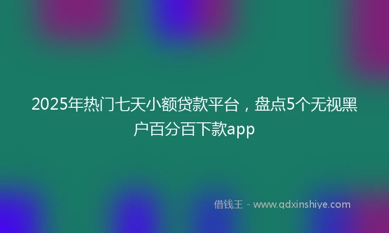 2025年热门七天小额贷款平台，盘点5个无视黑户百分百下款app