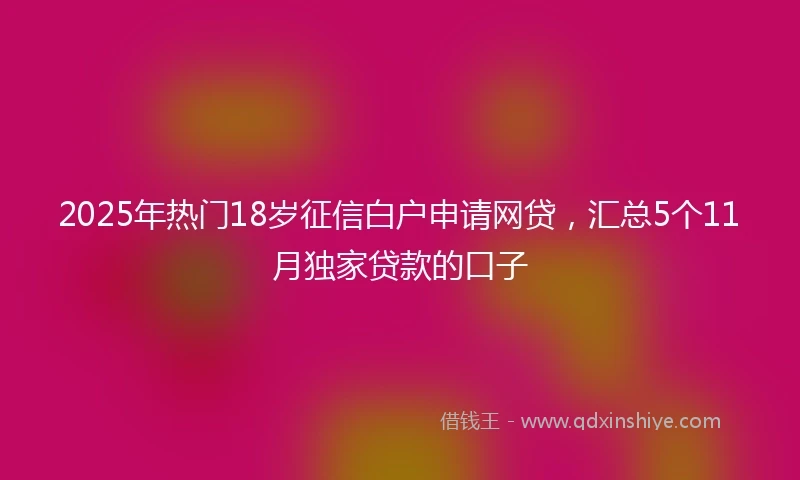 2025年热门18岁征信白户申请网贷，汇总5个11月独家贷款的口子