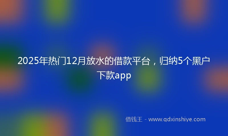 2025年热门12月放水的借款平台，归纳5个黑户下款app
