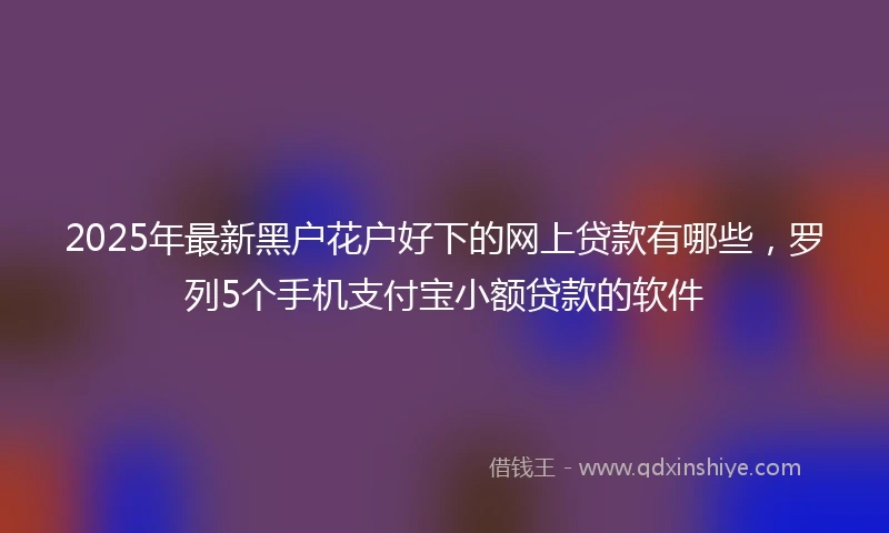 2025年最新黑户花户好下的网上贷款有哪些，罗列5个手机支付宝小额贷款的软件