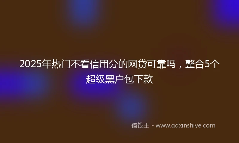 2025年热门不看信用分的网贷可靠吗，整合5个超级黑户包下款