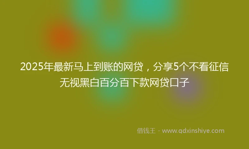 2025年最新马上到账的网贷，分享5个不看征信无视黑白百分百下款网贷口子