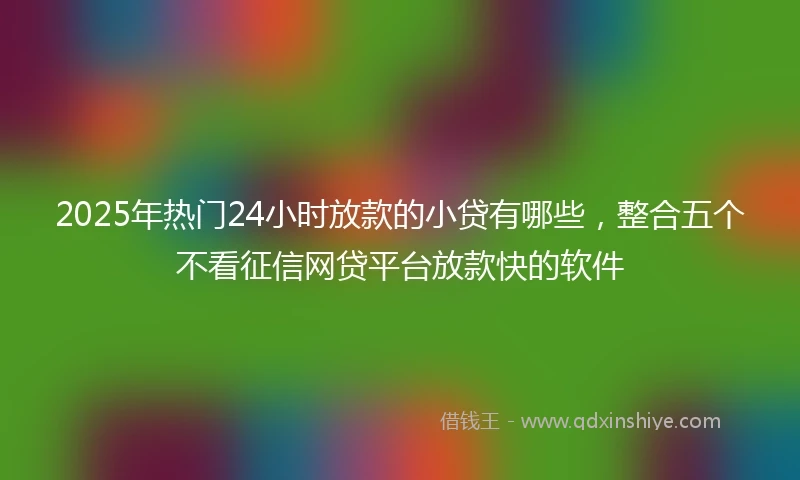2025年热门24小时放款的小贷有哪些，整合五个不看征信网贷平台放款快的软件