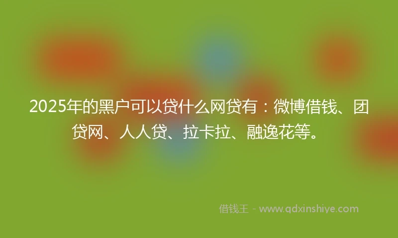 2025年的黑户可以贷什么网贷有：微博借钱、团贷网、人人贷、拉卡拉、融逸花等。