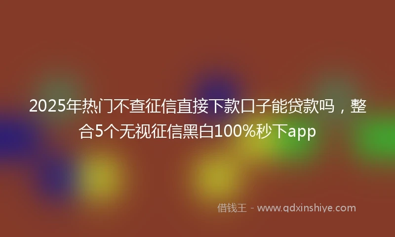 2025年热门不查征信直接下款口子能贷款吗，整合5个无视征信黑白100%秒下app