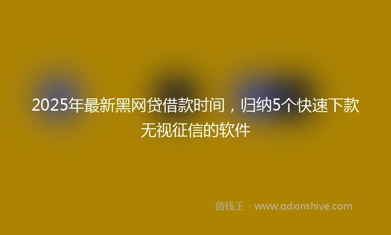 2025年最新黑网贷借款时间，归纳5个快速下款无视征信的软件
