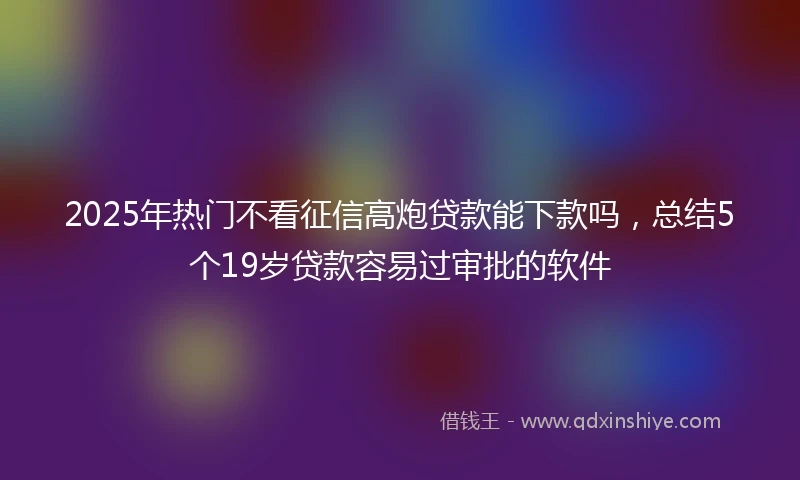 2025年热门不看征信高炮贷款能下款吗,总结5个19岁贷款容易过审批的软件
