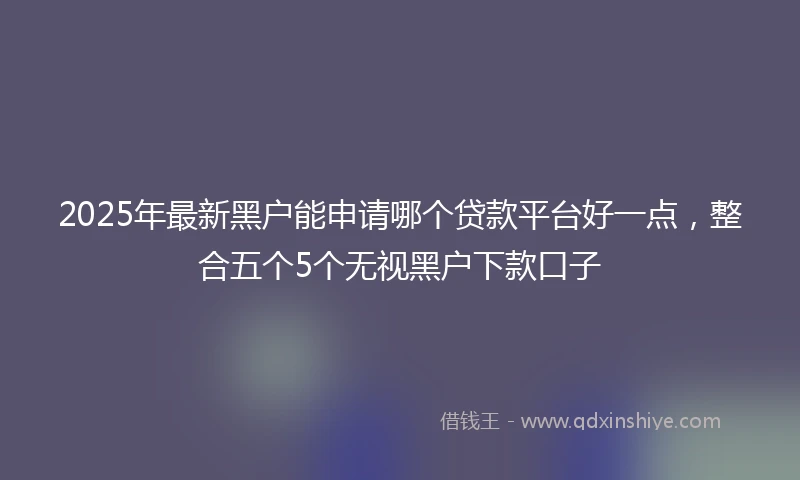 2025年最新黑户能申请哪个贷款平台好一点，整合五个5个无视黑户下款口子
