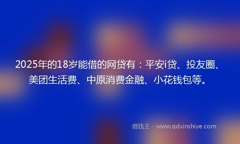 2025年的18岁能借的网贷有：平安i贷、投友圈、美团生活费、中原消费金融、小花钱包等。