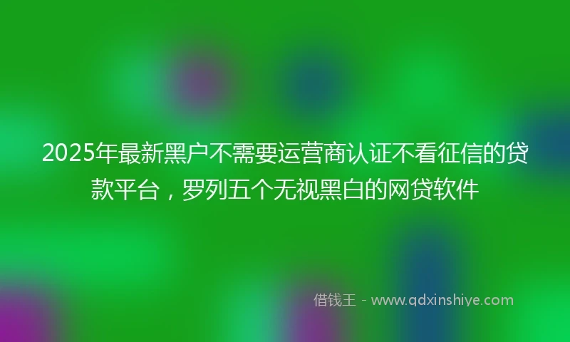 2025年最新黑户不需要运营商认证不看征信的贷款平台,罗列五个无视黑白的网贷软件