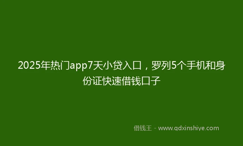 2025年热门app7天小贷入口，罗列5个手机和身份证快速借钱口子