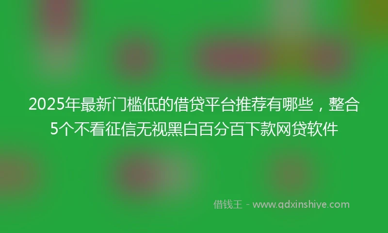 2025年最新门槛低的借贷平台推荐有哪些,整合5个不看征信无视黑白百分百下款网贷软件