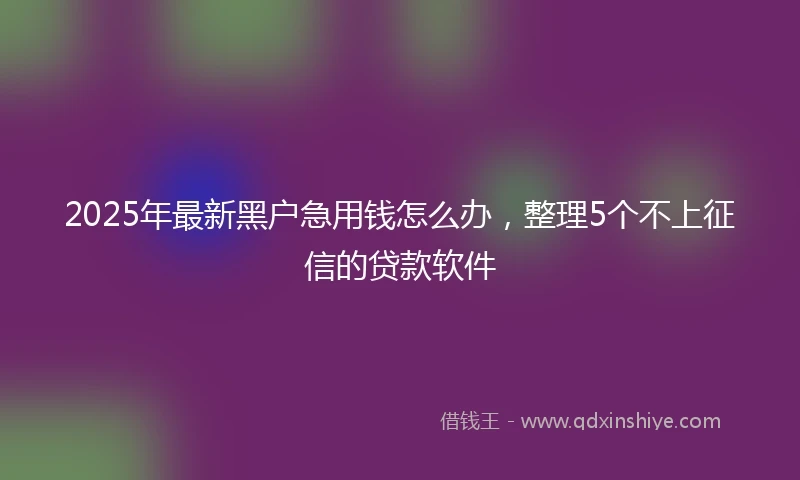 2025年最新黑户急用钱怎么办,整理5个不上征信的贷款软件