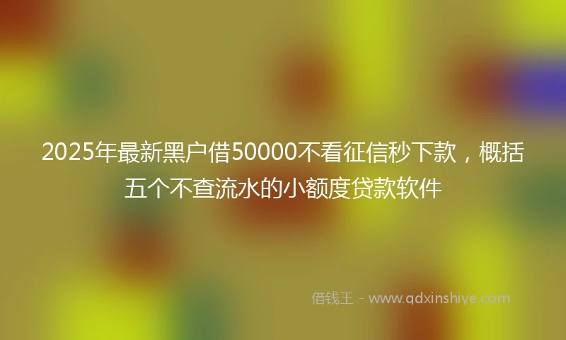 2025年最新黑户借50000不看征信秒下款,概括五个不查流水的小额度贷款软件