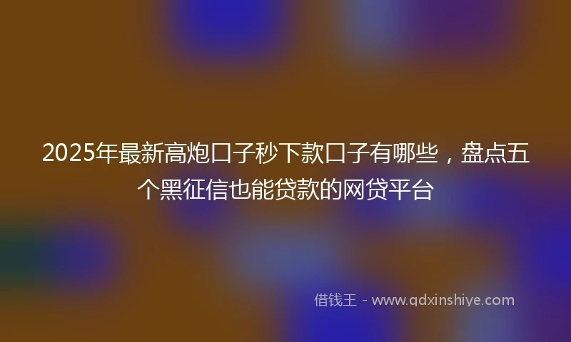 2025年最新高炮口子秒下款口子有哪些，盘点五个黑征信也能贷款的网贷平台