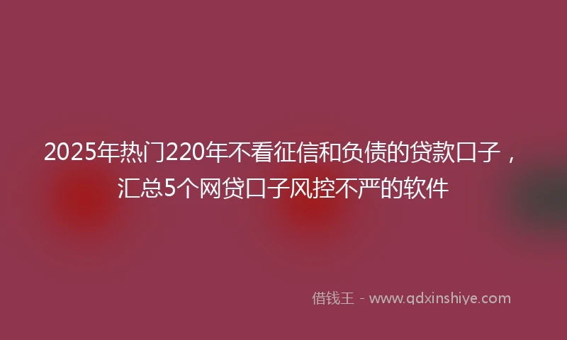 2025年热门220年不看征信和负债的贷款口子，汇总5个网贷口子风控不严的软件