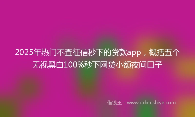 2025年热门不查征信秒下的贷款app，概括五个无视黑白100%秒下网贷小额夜间口子
