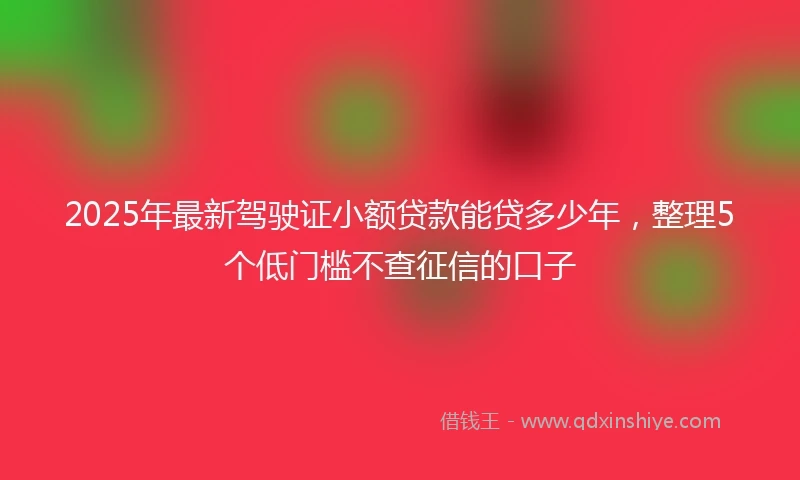 2025年最新驾驶证小额贷款能贷多少年，整理5个低门槛不查征信的口子