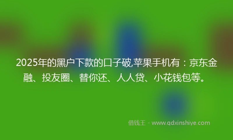 2025年的黑户下款的口子破,苹果手机有：京东金融、投友圈、替你还、人人贷、小花钱包等。