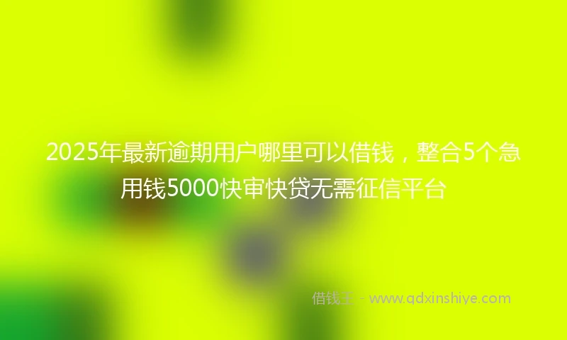 2025年最新逾期用户哪里可以借钱，整合5个急用钱5000快审快贷无需征信平台