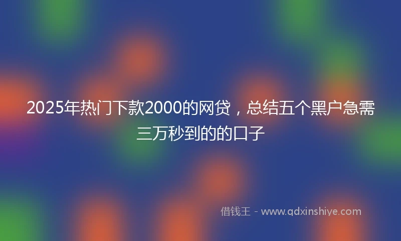 2025年热门下款2000的网贷，总结五个黑户急需三万秒到的的口子