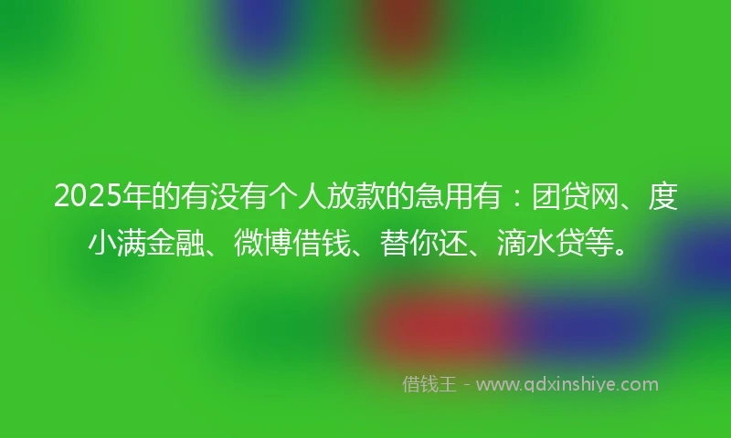 2025年的有没有个人放款的急用有:团贷网、度小满金融、微博借钱、替你还、滴水贷等。