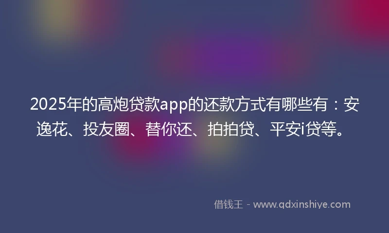 2025年的高炮贷款app的还款方式有哪些有：安逸花、投友圈、替你还、拍拍贷、平安i贷等。
