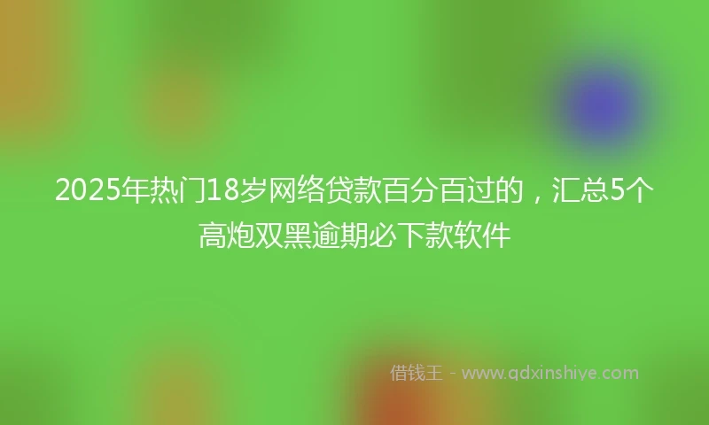 2025年热门18岁网络贷款百分百过的，汇总5个高炮双黑逾期必下款软件