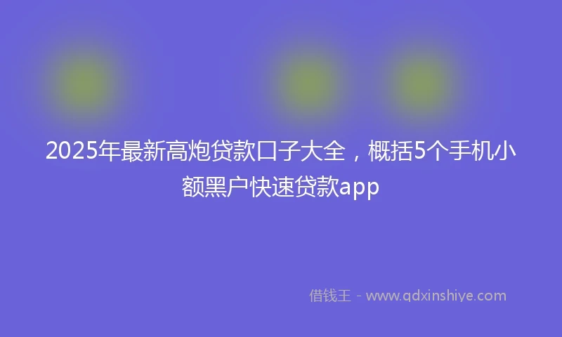 2025年最新高炮贷款口子大全,概括5个手机小额黑户快速贷款app