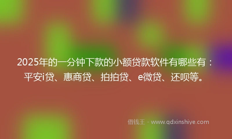 2025年的一分钟下款的小额贷款软件有哪些有：平安i贷、惠商贷、拍拍贷、e微贷、还呗等。