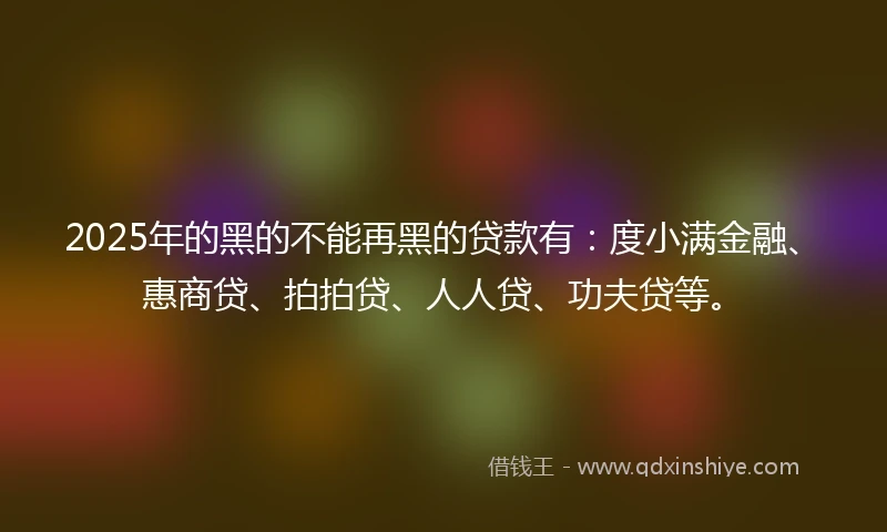 2025年的黑的不能再黑的贷款有：度小满金融、惠商贷、拍拍贷、人人贷、功夫贷等。